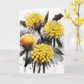 Carte Craspedia - Fleurs aquarelle (Fleur jaune)