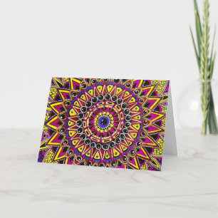 Carte Crayon de couleur violet jaune Mandala Félicitatio