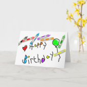 Carte Crayon voeux d'anniversaire (Fleur jaune)