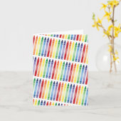 Carte Crayons arc-en-ciel colorés Motif (Fleur jaune)