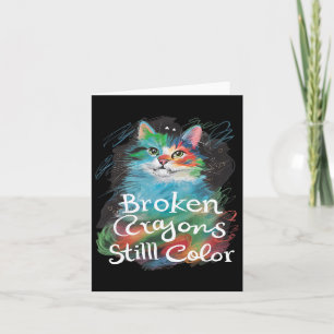 Carte Crayons cassés Couleur encore Chat Enseignant Soin