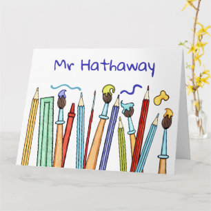 Carte Crayons et pinceaux Merci Cadeau de l'enseignant