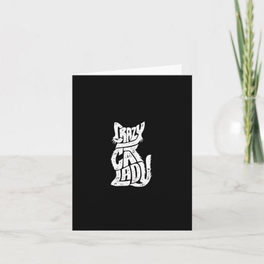 Carte Crazy Chat Lady Drôle Filles Femmes Kitty Kitten A (Devant)