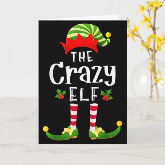 Carte Crazy Christmas Elf Matching Pajama X-mas Party (Fleur jaune)