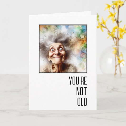 Carte Crazy Old Lady Birthday (Fleur jaune)