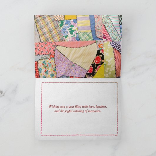 Carte Crazy Patchwork Quilt pour Anniversaire (Intérieur)