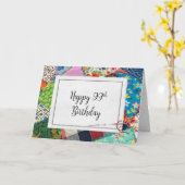 Carte Crazy Quilt 99e anniversaire (Fleur jaune)