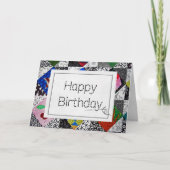 Carte Crazy Quilt avec Aiguille Anniversaire (Devant)