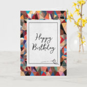 Carte Crazy Quilt Motif et Aiguille Anniversaire (Fleur jaune)