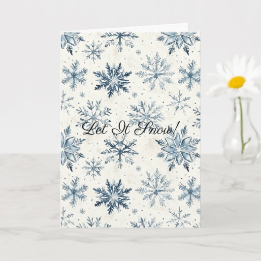 Carte Cream Blue Snowflakes Christmas Let It Snow (Petite plante)