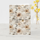 Carte Cream Brown Floral Christmas (Fleur jaune)