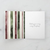 Carte Cream Burgundy Red Stripes Window Tree Christmas (Intérieur)
