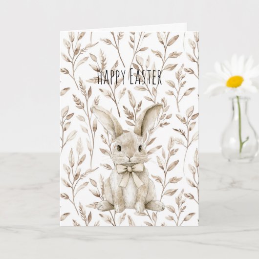 Carte Cream Easter Bunny Rabbit  (Petite plante)