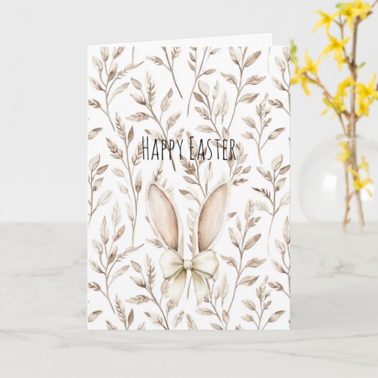 Carte Cream Easter Bunny Rabbit Ears (Fleur jaune)