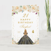 Carte Cream Floral Blonde Coiffeuse fille Joyeux anniver (Devant)