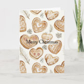 Carte Cream Gingerbread Christmas Hearts  (Devant)