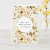 Carte Cream Gold Floral Love & Joy Mariage (Fleur jaune)