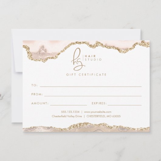 Carte Cream Gold Parties scintillant Agate Business Cade (Dos)