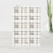 Carte Cream Grey Plaid Stripes Teddy Bear Birthday (Dos)