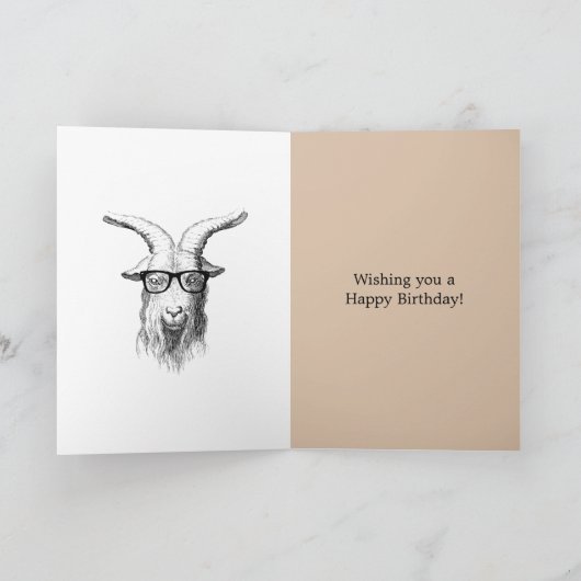 Carte Cream Hipster Goat with Glasses Birthday (Intérieur)