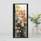 Carte Create Your Own Orange Kitten Floral Bookmark Card (Debout devant)
