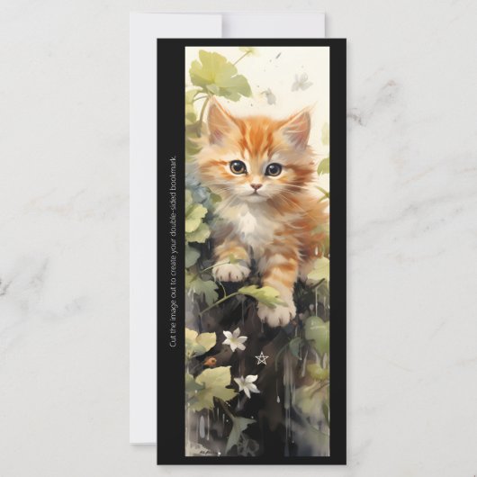 Carte Create Your Own Orange Kitten Floral Bookmark Card (Devant)