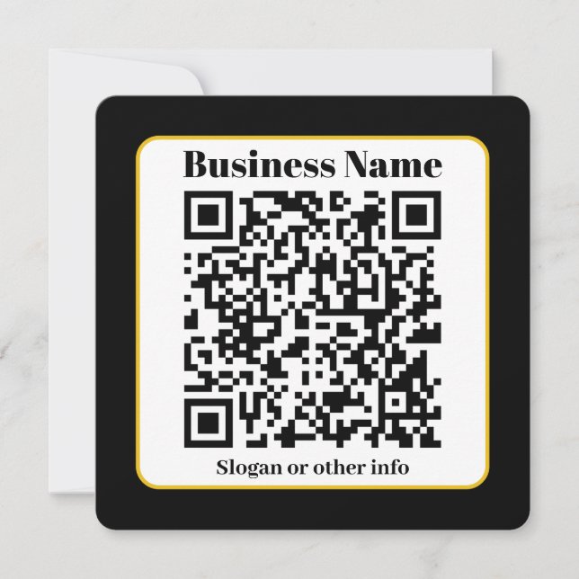 Carte Create Your Own QR Code | Black White Gold Border (Devant)