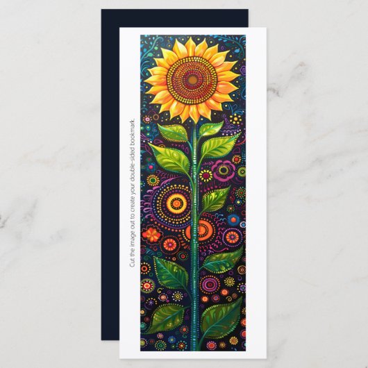 Carte Create Your Own Sunflower Dot Art Bookmark Card (Devant / Derrière)
