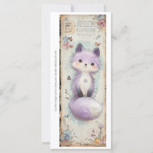 Create Your Own Sweet Purple Fox Bookmark Card