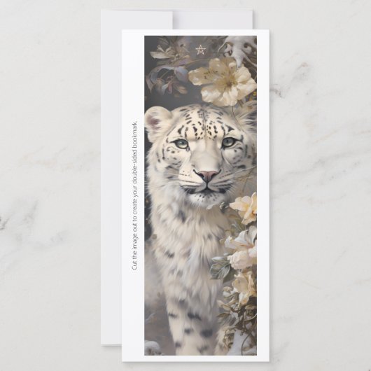 Carte Create Your Own White Cheetah Roses Bookmark Card (Devant)