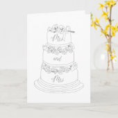Carte Création de gâteau de mariage Mme et Mme (Fleur jaune)