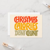 Carte Création drôle de Noël : les calories ne comptent  (Devant/Arrière en situation)