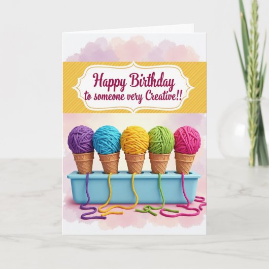 Carte créative d'anniversaire avec cône de fil (Devant)