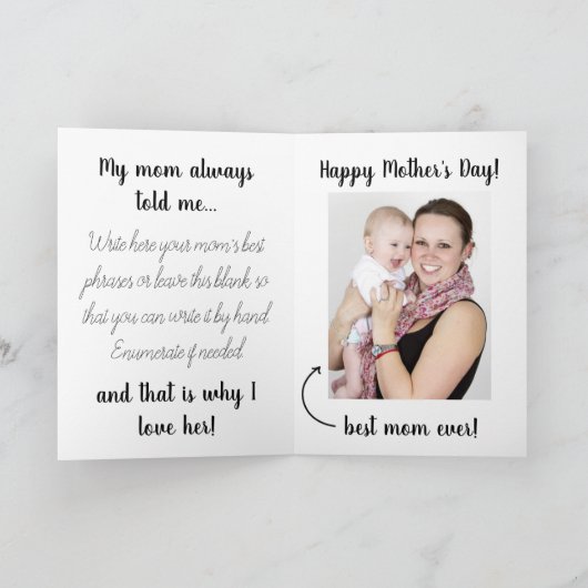 Carte Creative Personal Funny Happy Mother's Day Card (Intérieur)