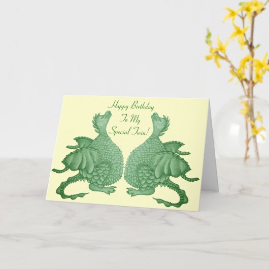 Carte créature mythique jumelle mignonne d'imaginaire de (Fleur jaune)