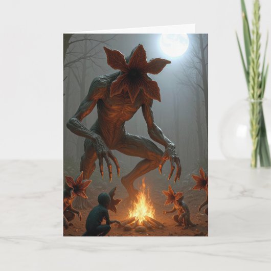 Carte Créatures de Demogorgon d'anniversaire autour d'un (Devant)
