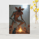Carte Créatures de Demogorgon d'anniversaire autour d'un (Fleur jaune)