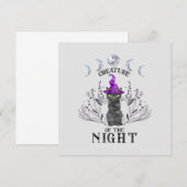 Carte Créatures de la nuit - Chat noir d'Halloween (Devant / Derrière)