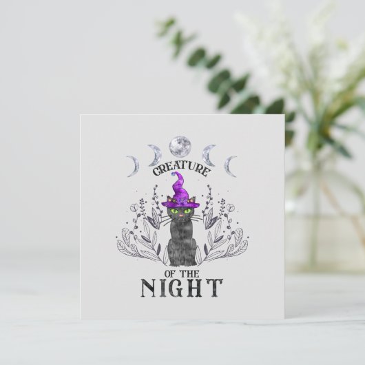Carte Créatures de la nuit - Chat noir d'Halloween (Debout devant)