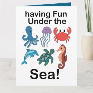 Carte Créatures marines s'amusant sous la mer Anniversai