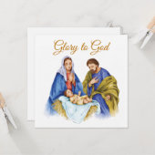 Carte Crèche avec texte Gloire à Dieu (Devant/Arrière en situation)