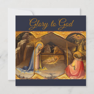 Carte Crèche dans la Gloire de Dieu en Or