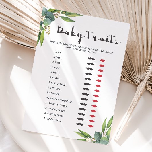 Carte Creenery Coed Baby shower Jeu Baby Traits