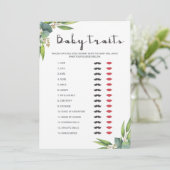 Carte Creenery Coed Baby shower Jeu Baby Traits (Debout devant)