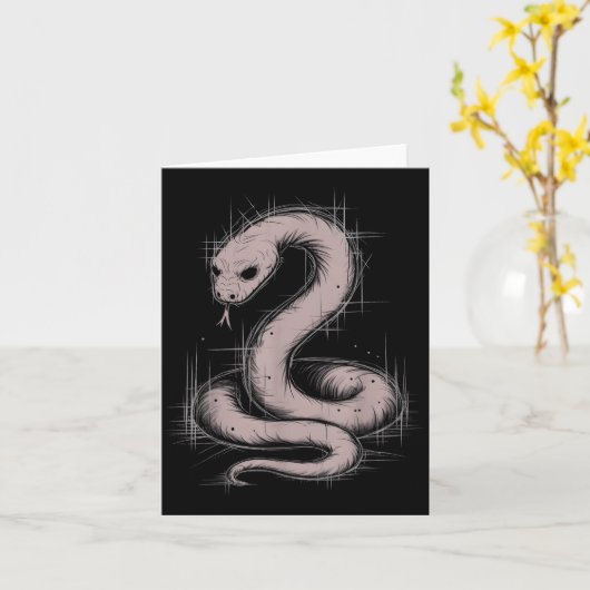 Carte Creepy Cute Goth Python Horror Snake Sketch Alt Ng (Fleur jaune)