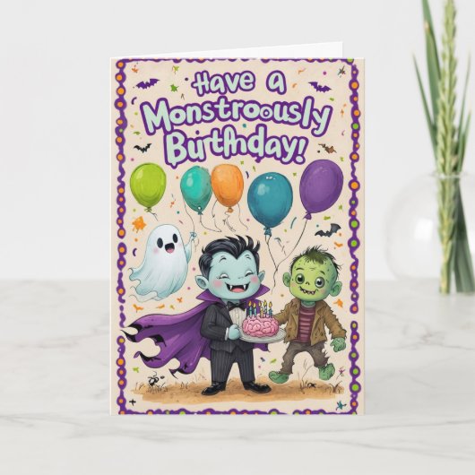 Carte Creepy Cute Monsters Kids Birthday (Devant)
