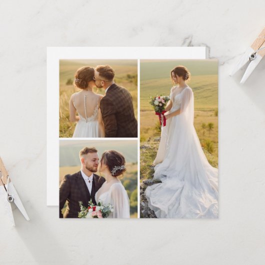 Carte Créez votre propre collection photo de 3 voeux (Devant/Arrière en situation)