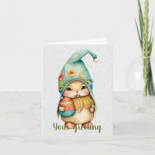 Carte Créez Votre Propre Gnome de Printemps Mignon & Œuf