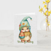 Carte Créez votre propre gnome et œuf de printemps migno (Fleur jaune)