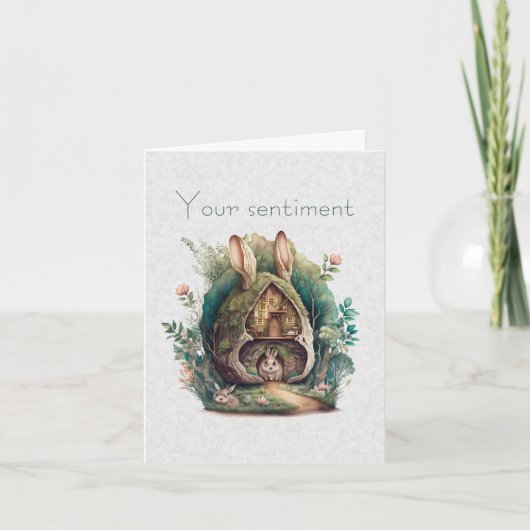 Carte Créez votre propre hutte de lapin de printemps (Devant)